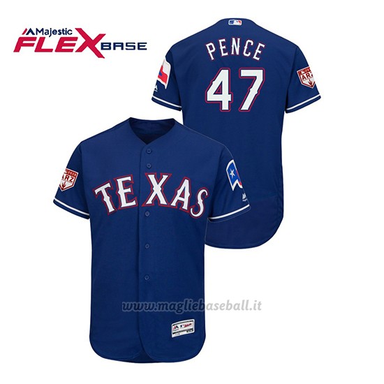 Maglia Baseball Uomo Texas Rangers Hunter Pence 2019 Entrenamiento De Primavera Flex Base Blu